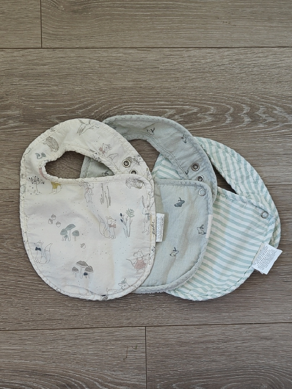 PEHR Soft Pastel Baby Bib Set 3 - Green and Cream